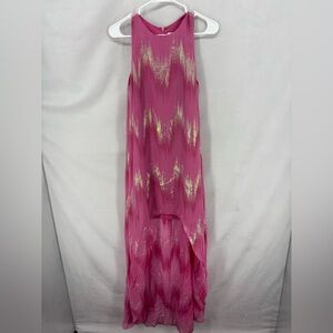 Erin Fetherston ERIN Pink Metallic High Low Maxi Dress Women’s Size XS